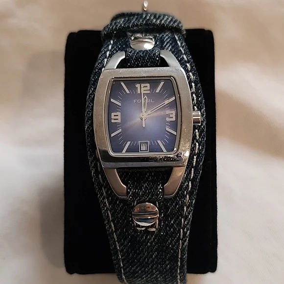 Fossil Watch with Denim Band Fossil JR8059 Denim Watch Band Dark Blue Leather 18 mm main image 4